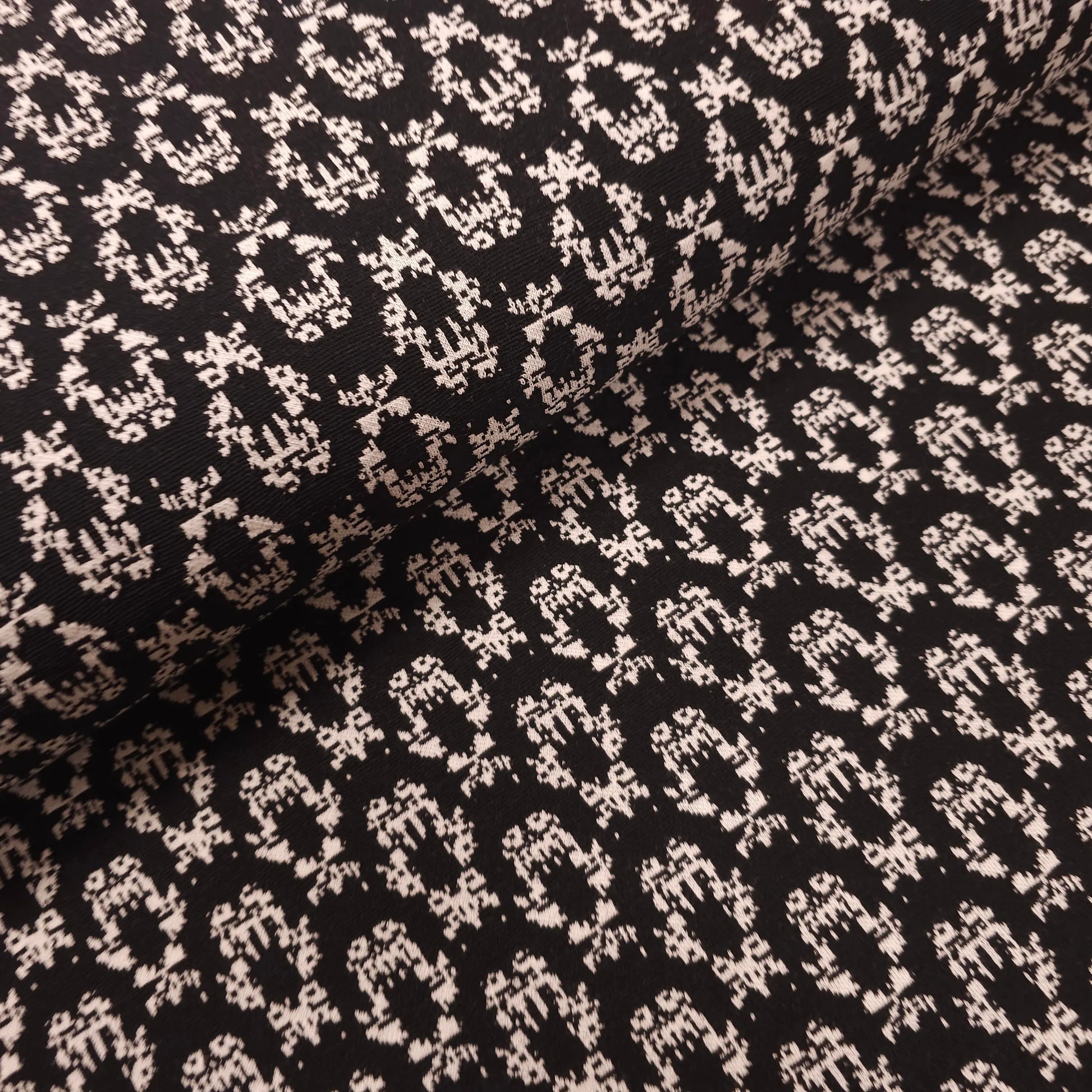 Strickstoff schwarz abstraktes Muster CSM-STOFFE