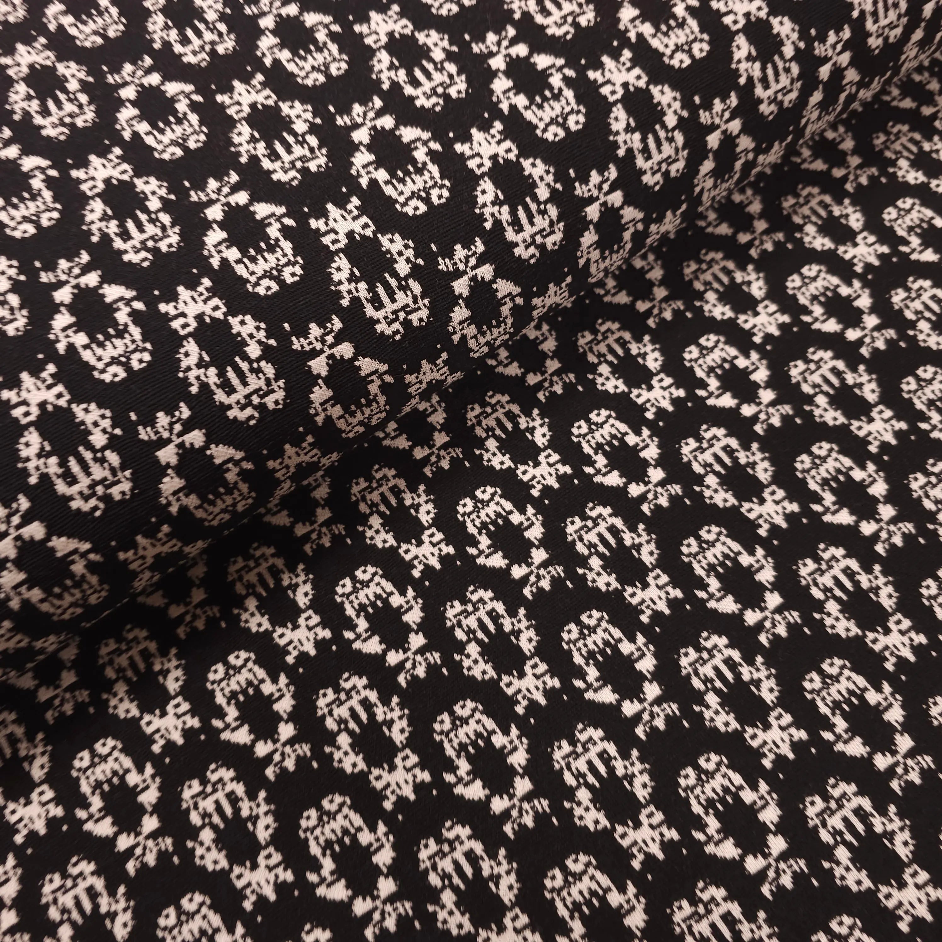 Strickstoff schwarz abstraktes Muster CSM-STOFFE