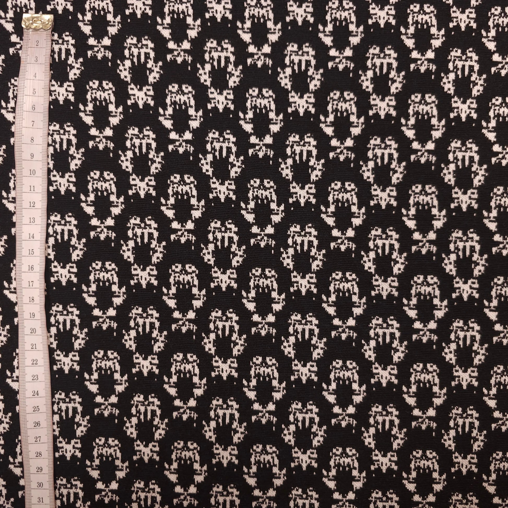 Strickstoff schwarz abstraktes Muster CSM-STOFFE