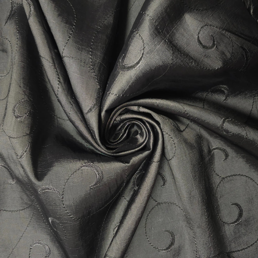 Taft grau bestickt | Ornamente CSM-STOFFE