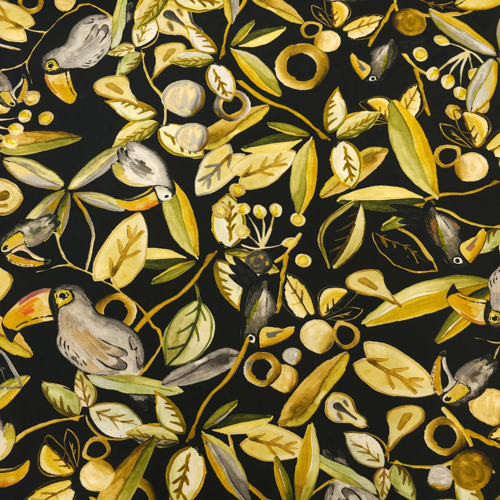 Tropischer Tukan Stoff | schwarz CSM-STOFFE