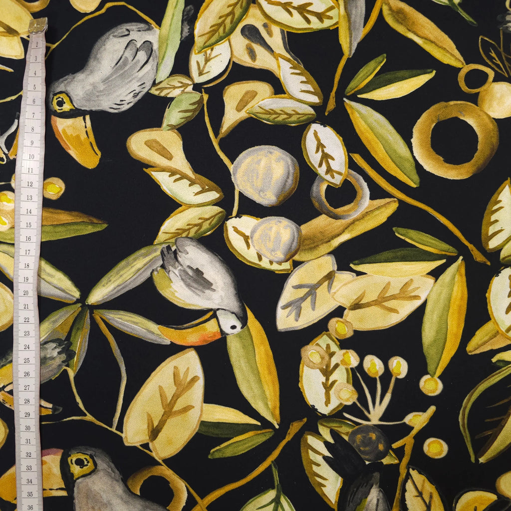 Tropischer Tukan Stoff | schwarz CSM-STOFFE