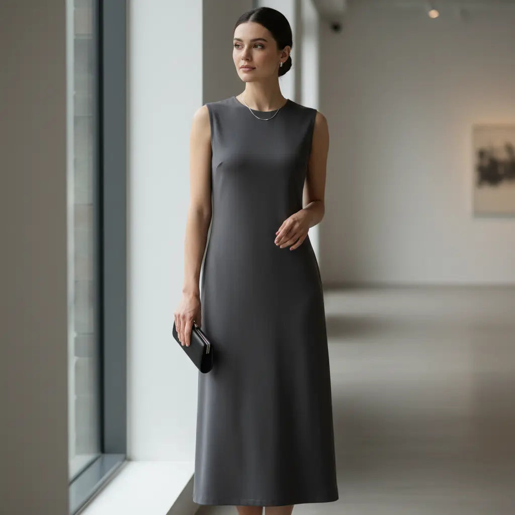 Glattes Kleid in Grau
