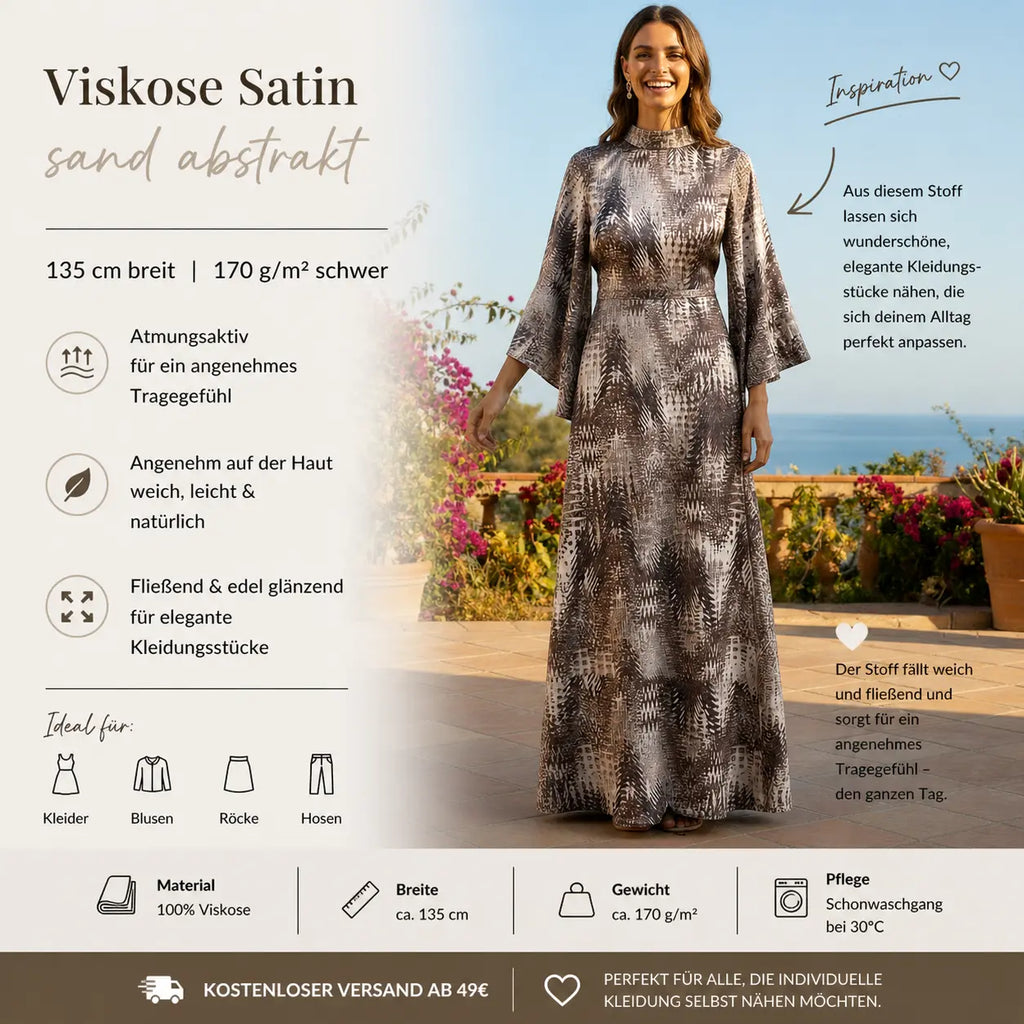 Viskose Satin sand abstrakt CSM-STOFFE