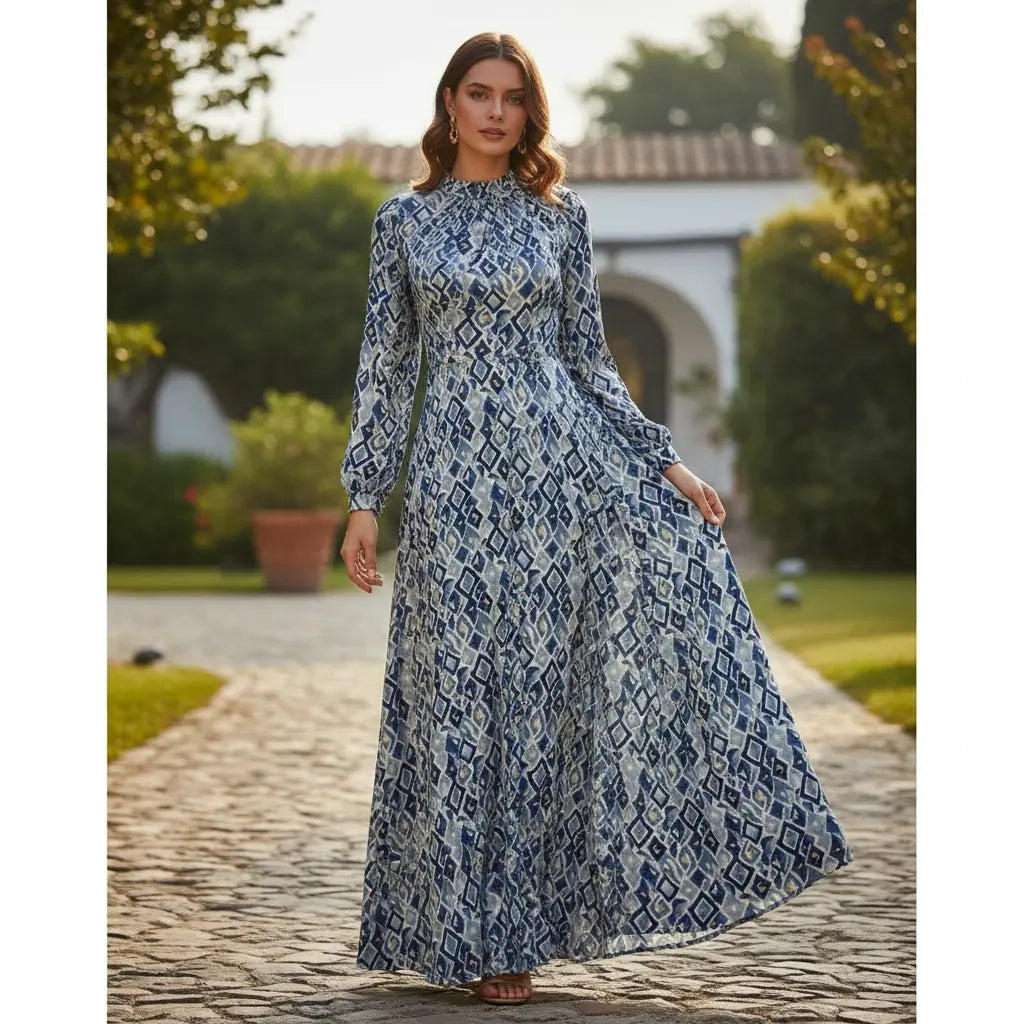 Kleid mit geometrischem Rautenmuster
