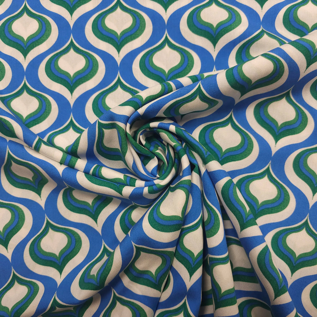 Viskose geometrische Muster blau CSM-STOFFE