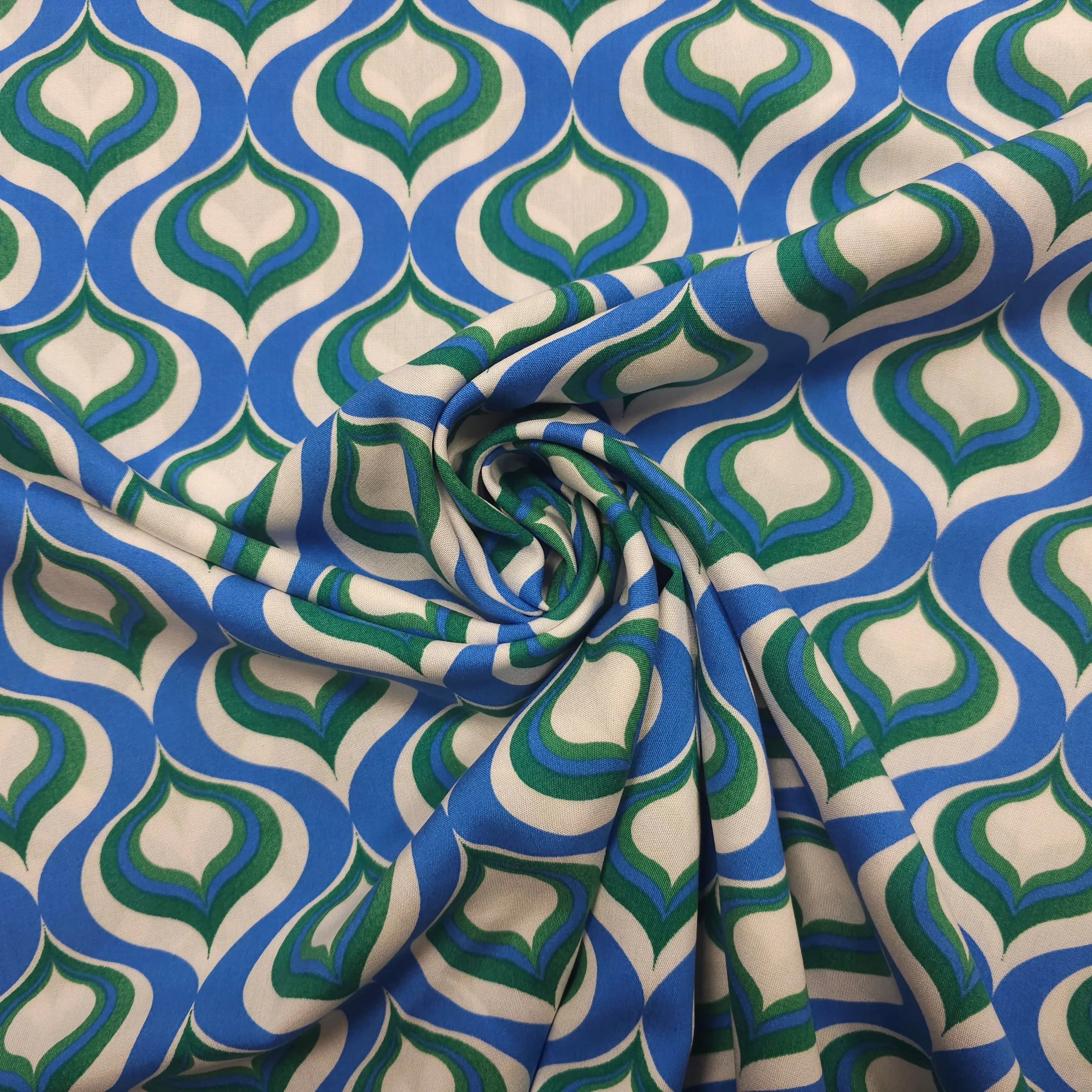 Viskose geometrische Muster blau CSM-STOFFE