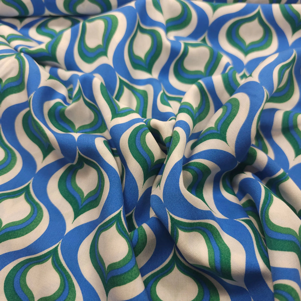 Viskose geometrische Muster blau CSM-STOFFE