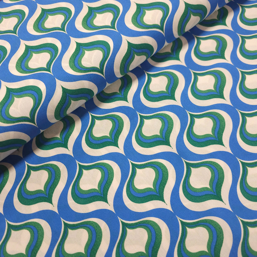 Viskose geometrische Muster blau CSM-STOFFE
