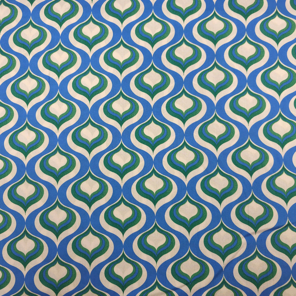 Viskose geometrische Muster blau CSM-STOFFE