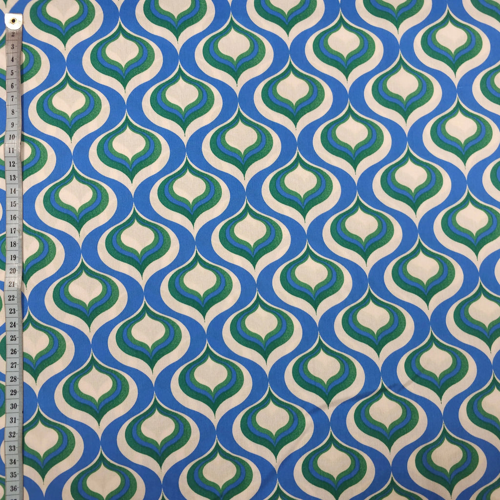 Viskose geometrische Muster blau CSM-STOFFE