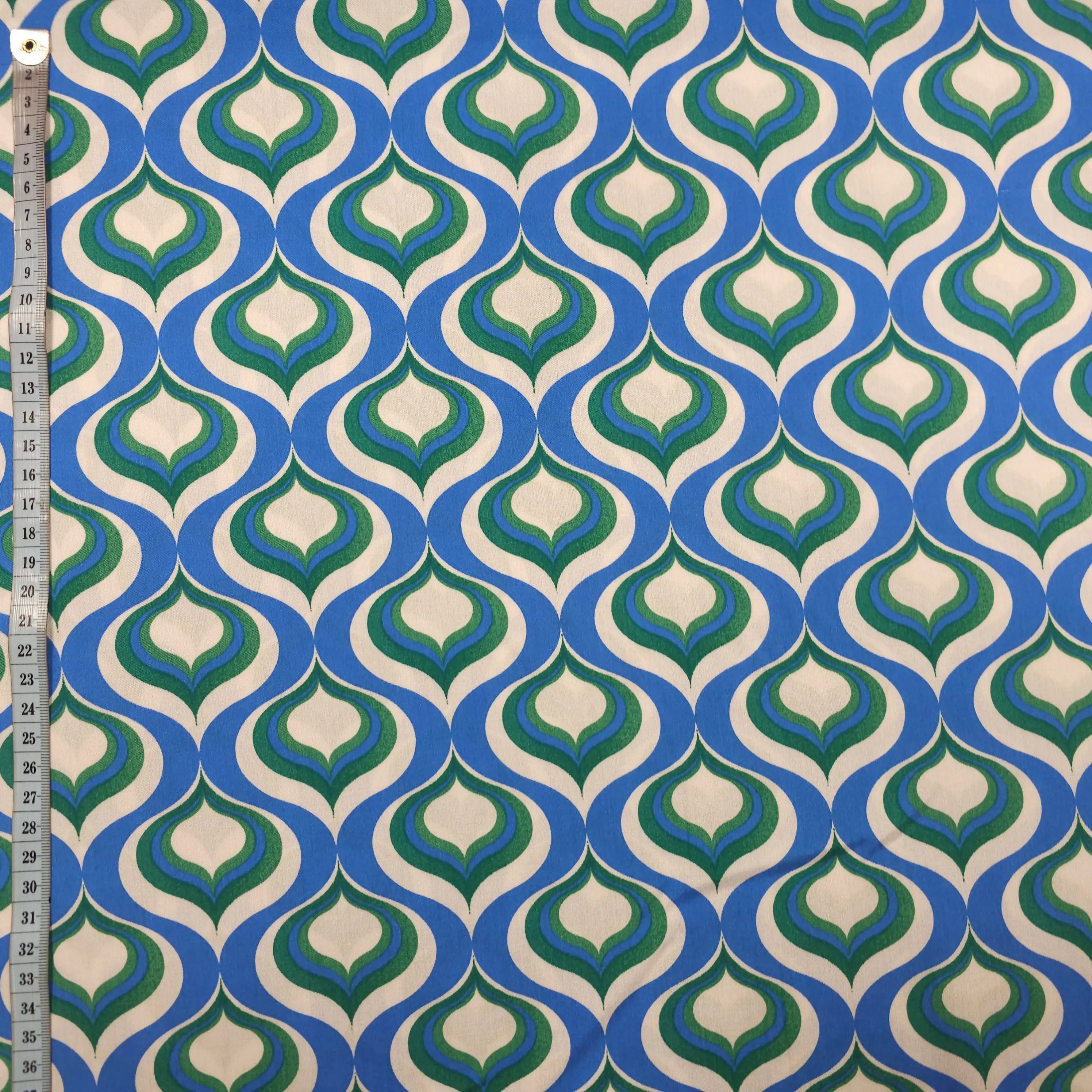 Viskose geometrische Muster blau CSM-STOFFE