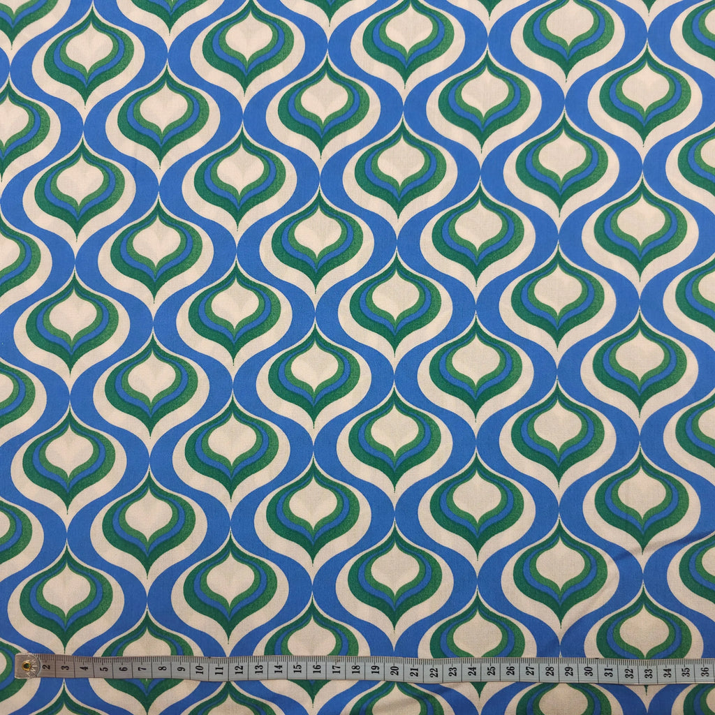 Viskose geometrische Muster blau CSM-STOFFE