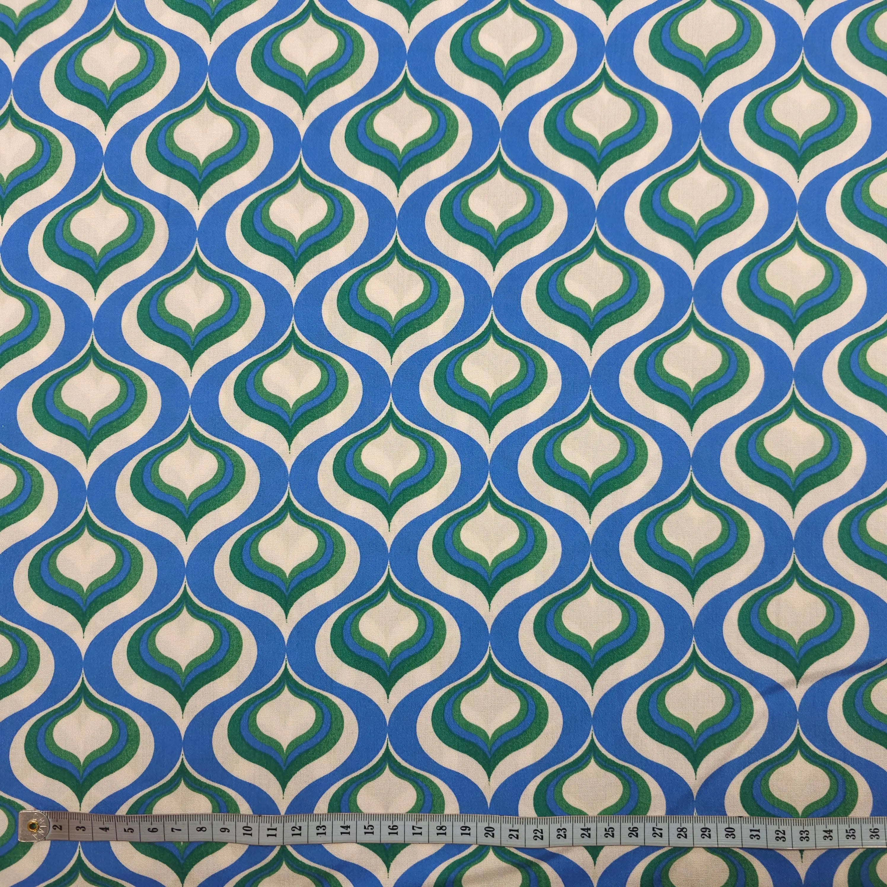 Viskose geometrische Muster blau CSM-STOFFE