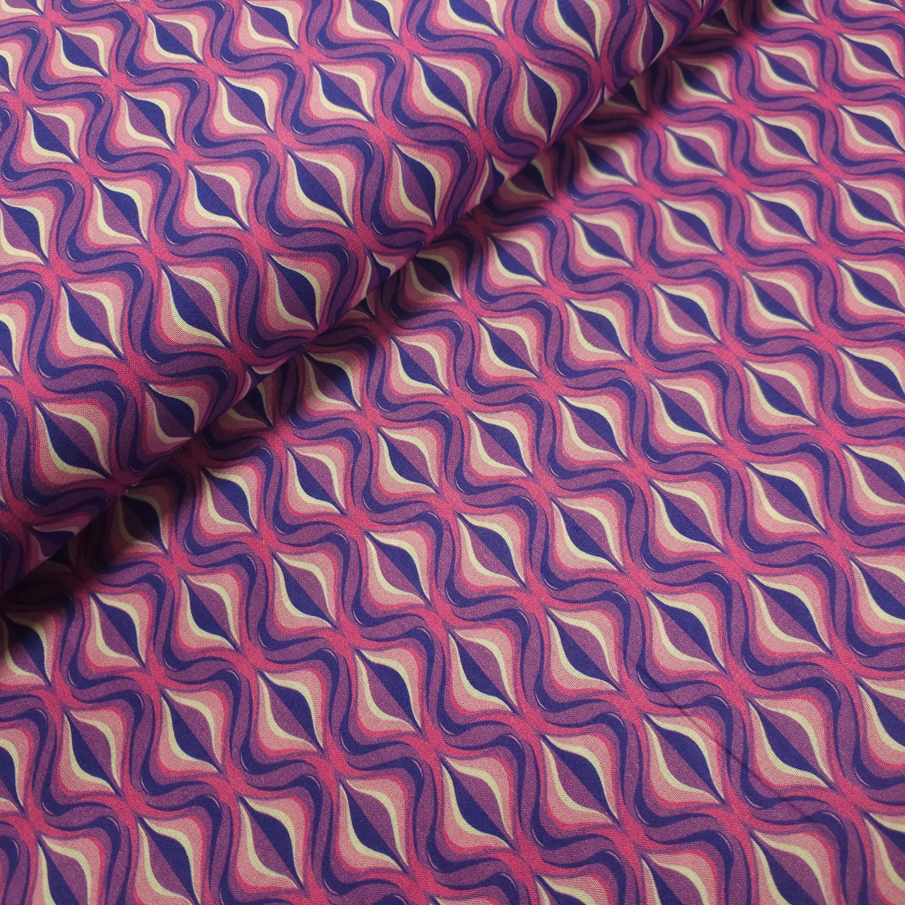 Viskose geometrische Muster pink CSM-STOFFE