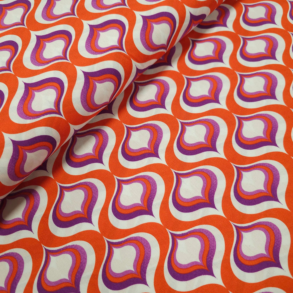 Viskose geometrische Muster rot CSM-STOFFE