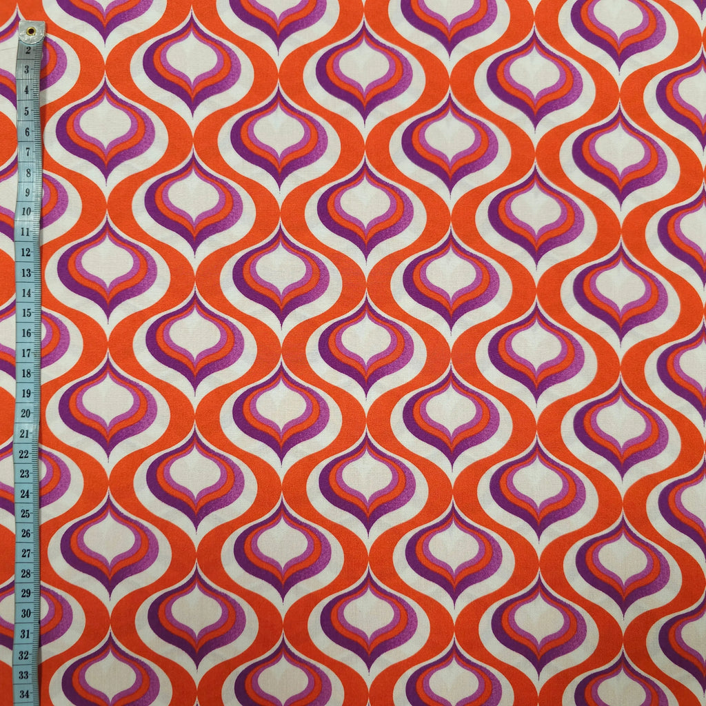 Viskose geometrische Muster rot CSM-STOFFE