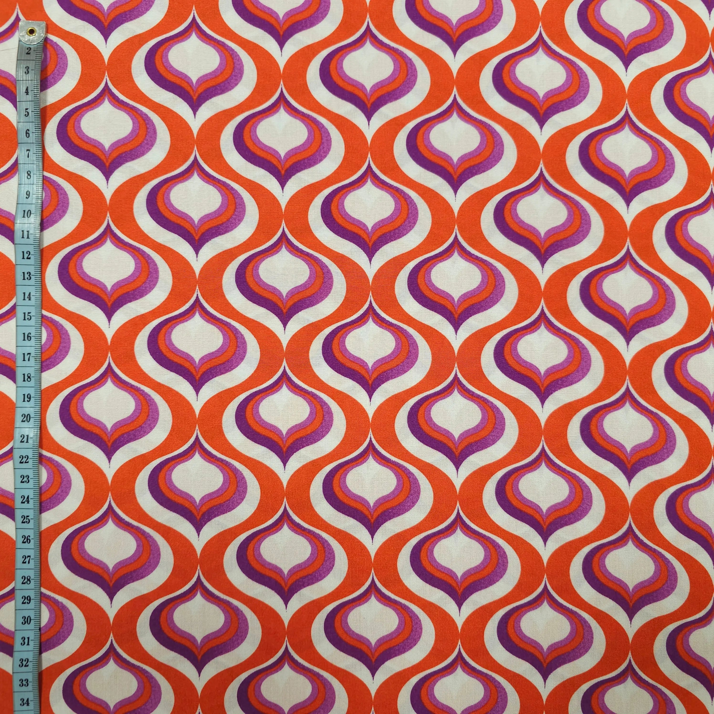 Viskose geometrische Muster rot CSM-STOFFE