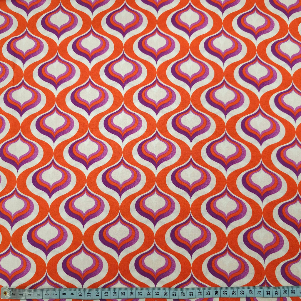 Viskose geometrische Muster rot CSM-STOFFE