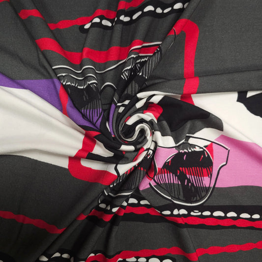 Viskosejersey abstrakt mit Brillen (80 cm Rapport) CSM-STOFFE
