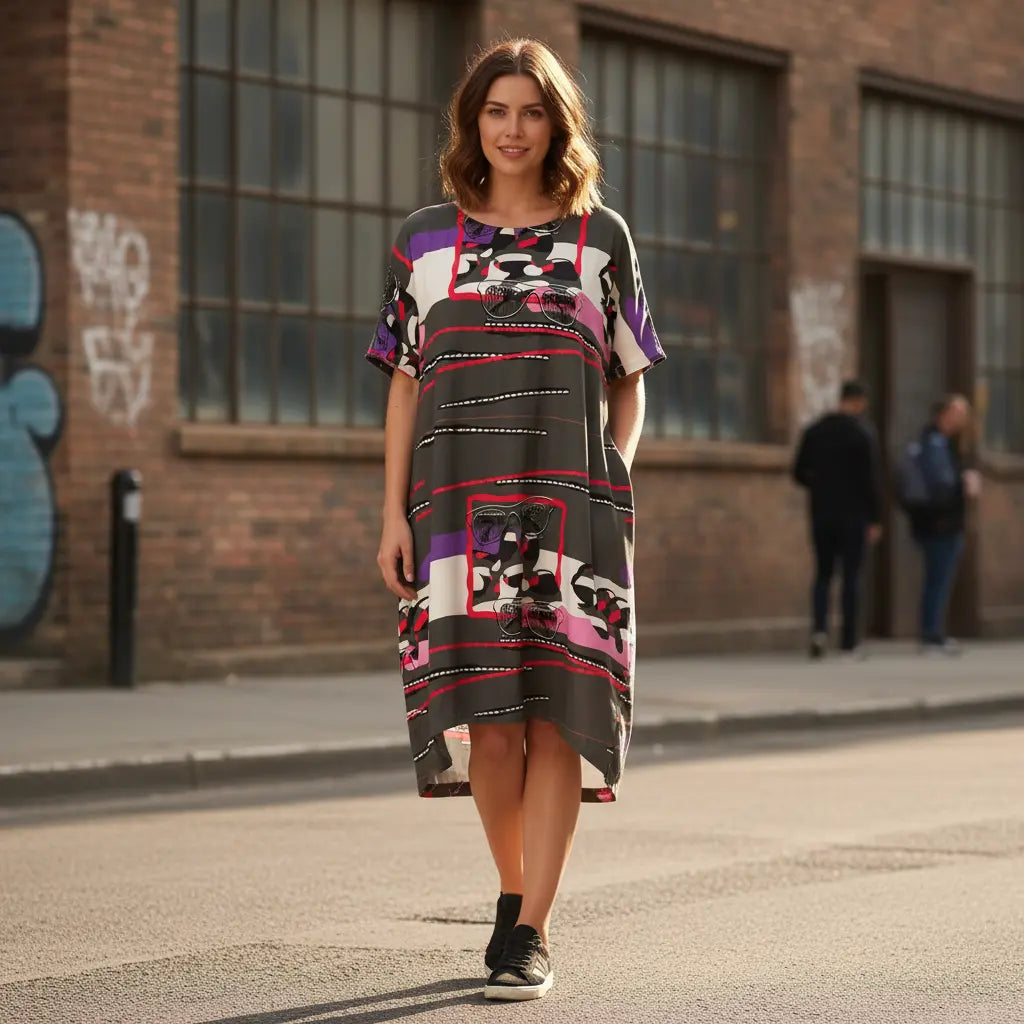 Kleid mit Brillen-Muster