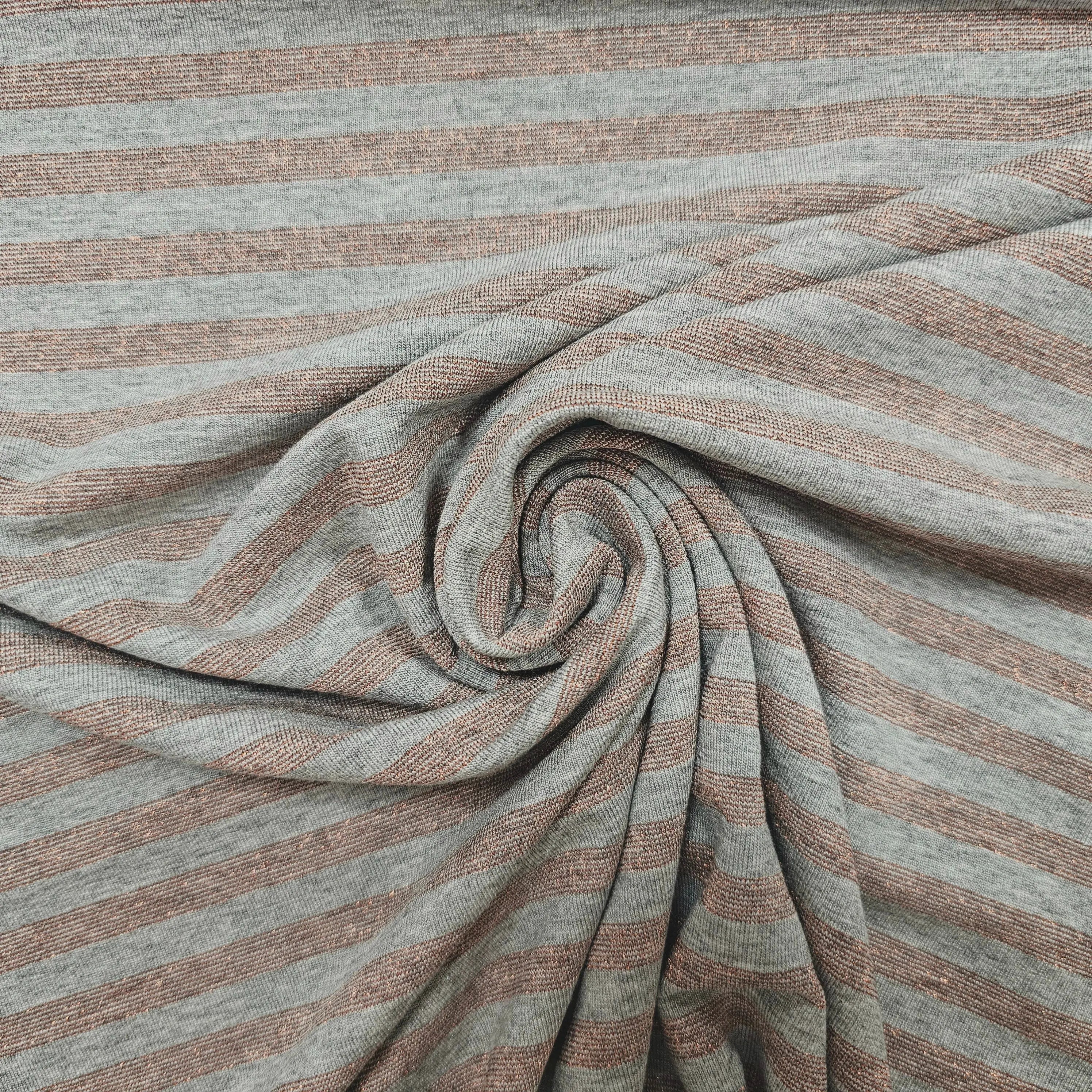 Viskosejersey gestreift | grau Lurex CSM-STOFFE