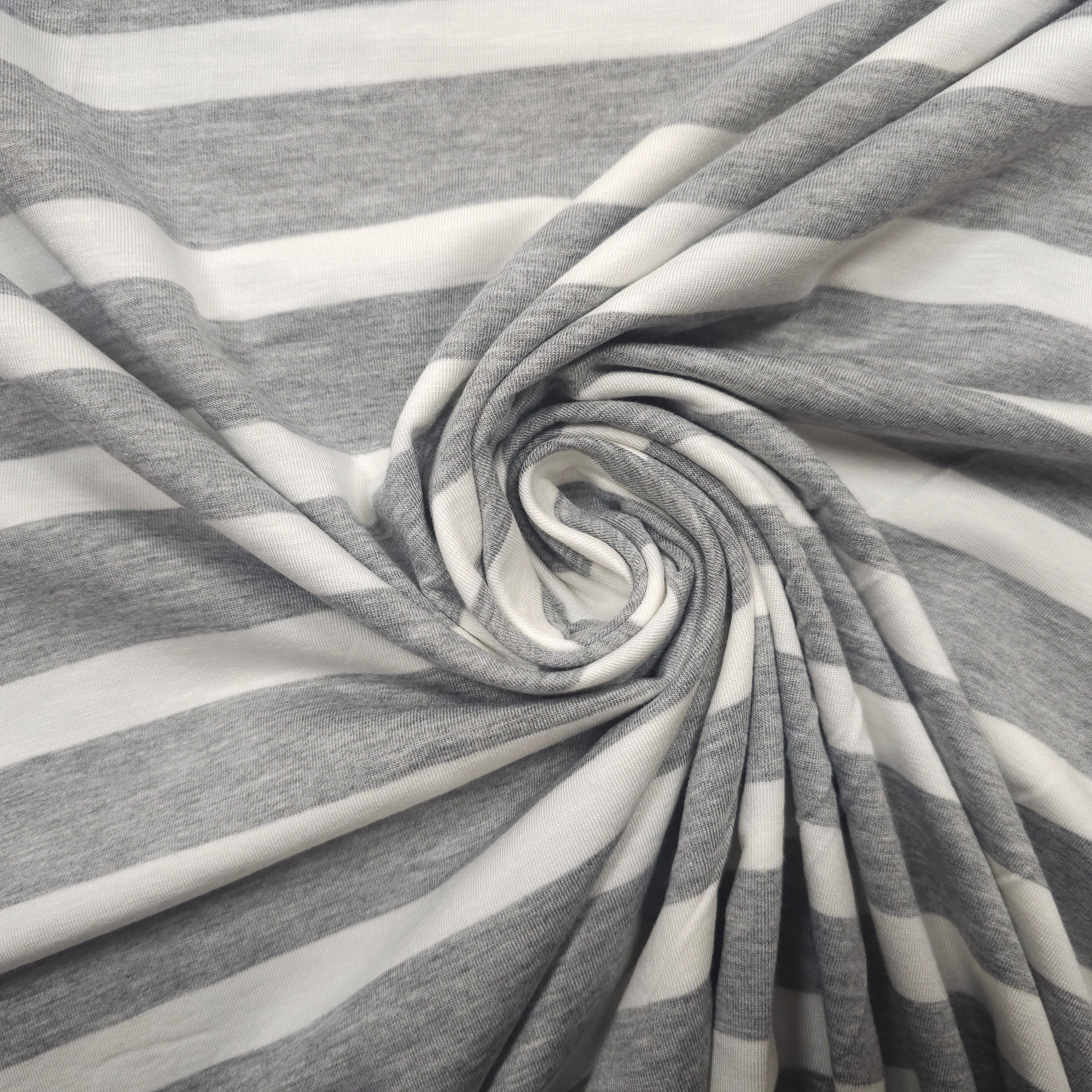 Viskosejersey gestreift | grau/weiß CSM-STOFFE