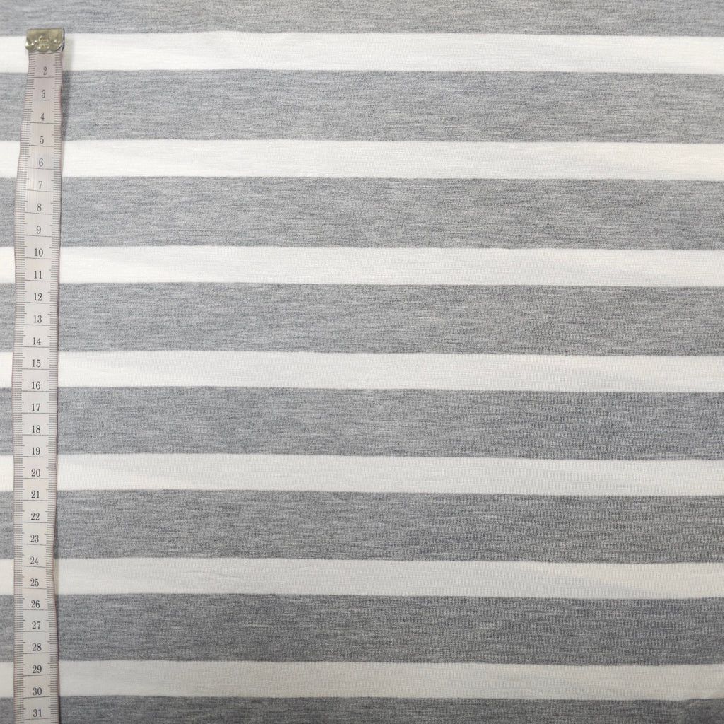 Viskosejersey gestreift | grau/weiß CSM-STOFFE