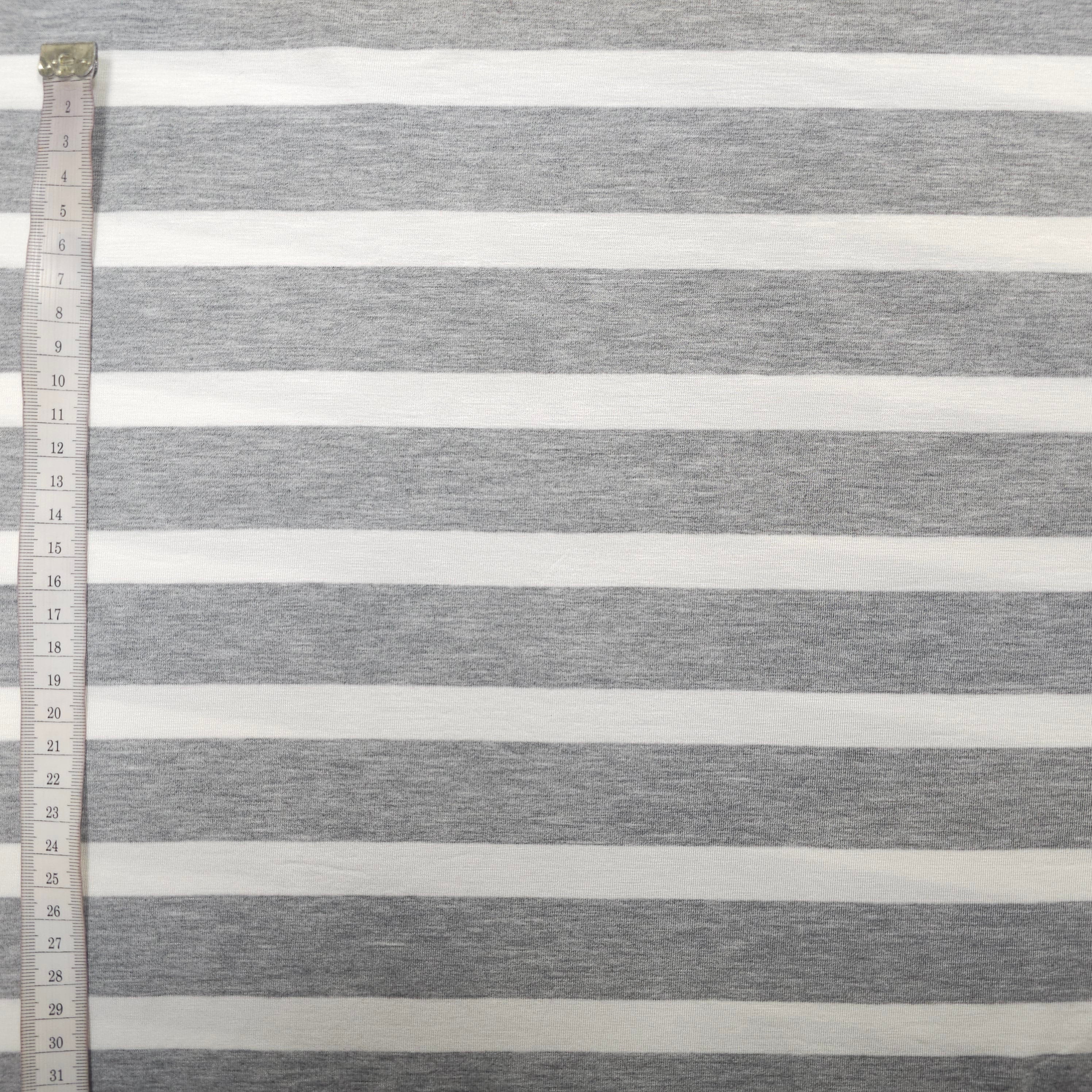 Viskosejersey gestreift | grau/weiß CSM-STOFFE