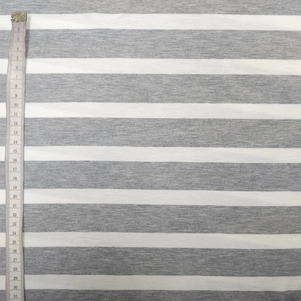 Viskosejersey gestreift | grau/weiß CSM-STOFFE