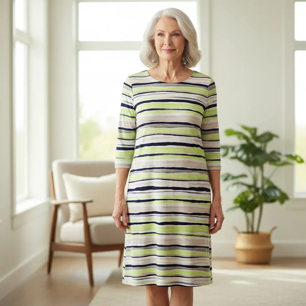 Jersey-Kleid mit Streifen für ältere Frau