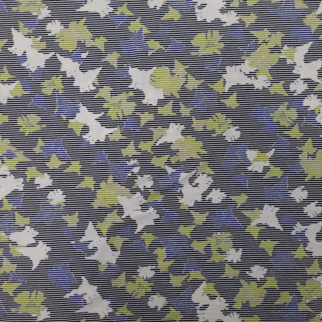 Viskosejersey gestreift mit Blumenmotiv abstrakt CSM-STOFFE