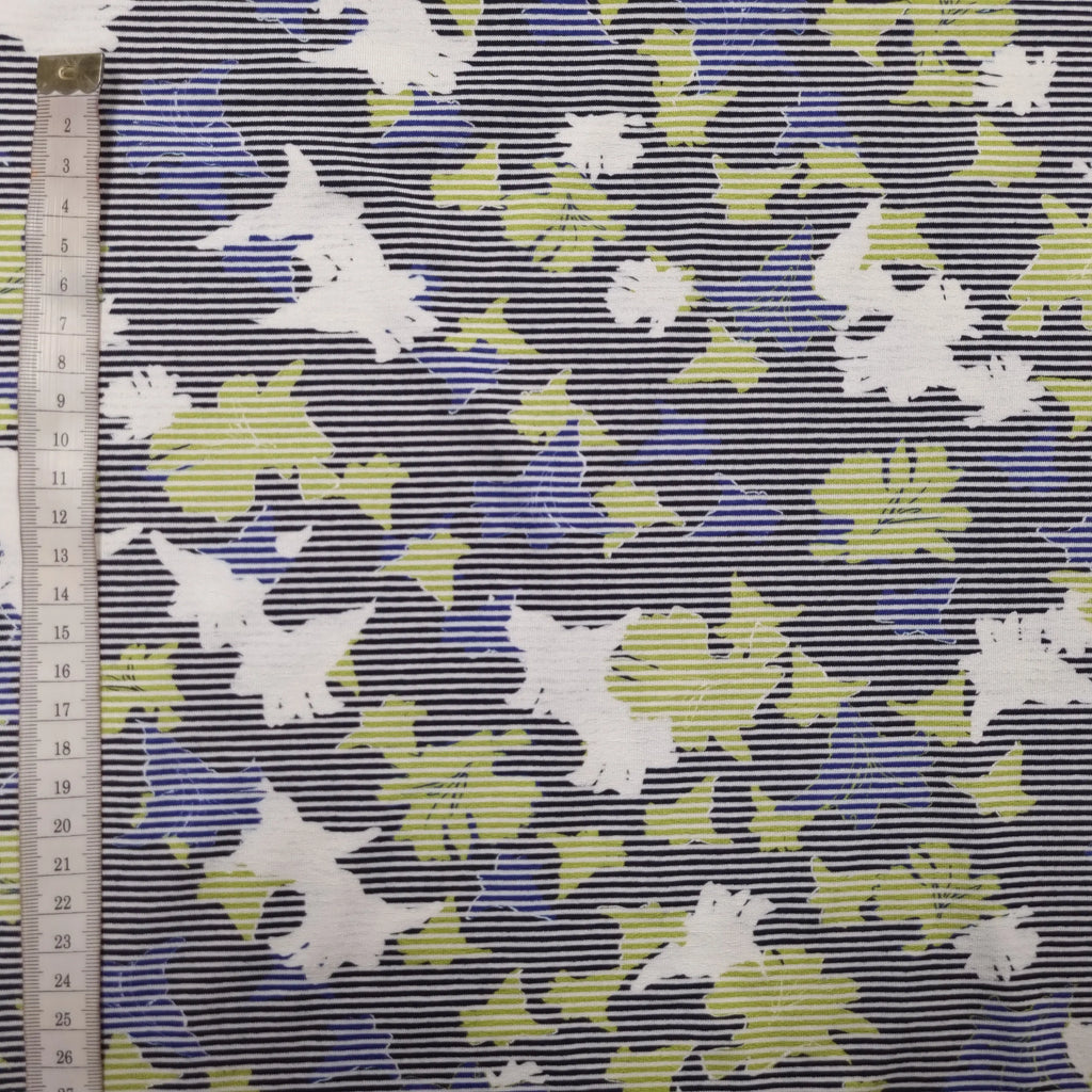 Viskosejersey gestreift mit Blumenmotiv abstrakt CSM-STOFFE