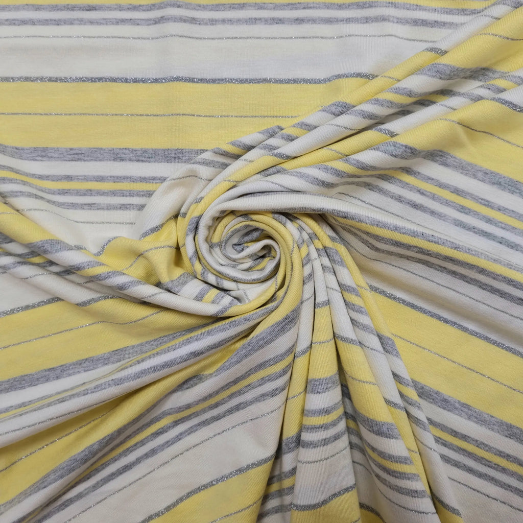 Viskosejersey gestreift weiß gelb weiß Lurex CSM-STOFFE