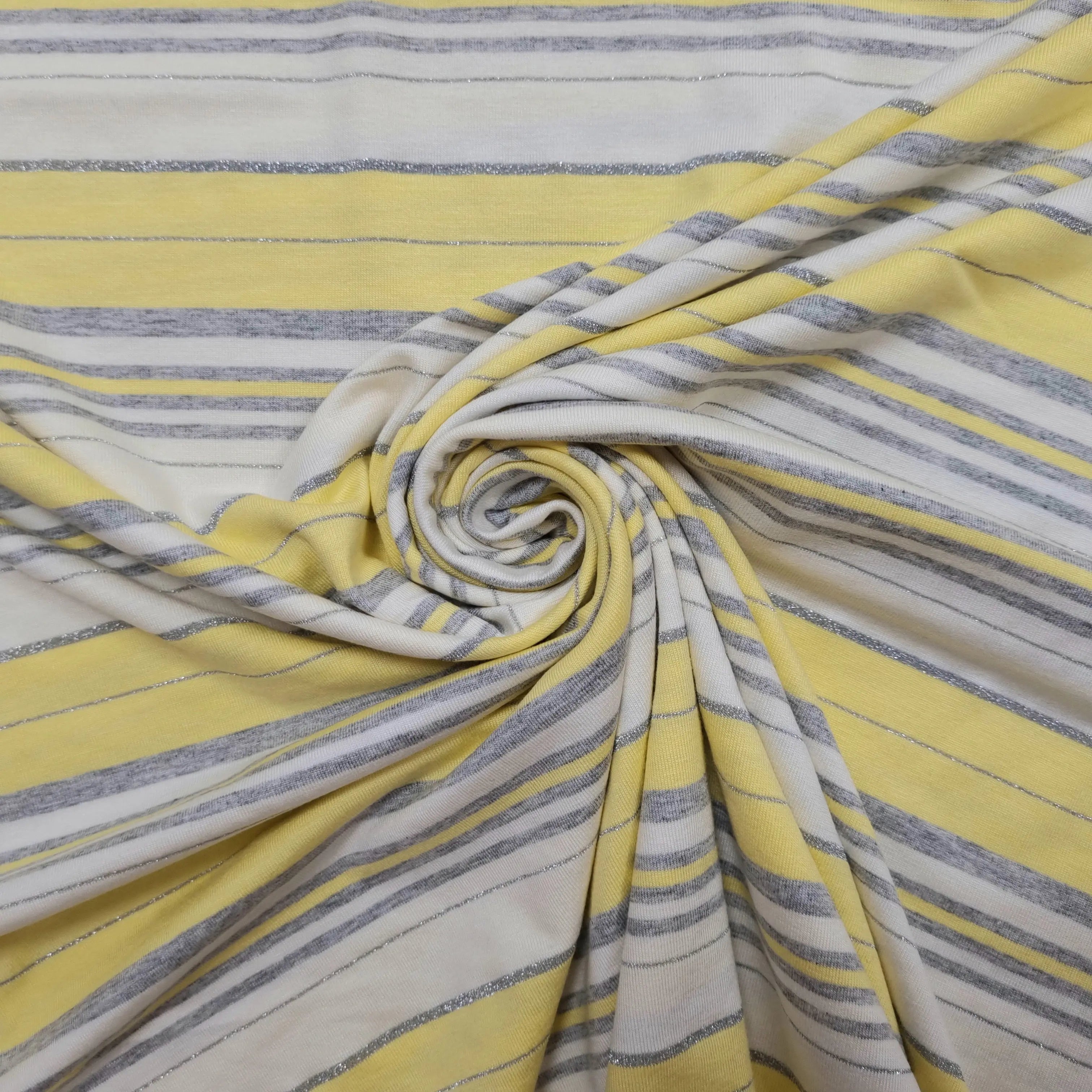 Viskosejersey gestreift weiß gelb weiß Lurex CSM-STOFFE
