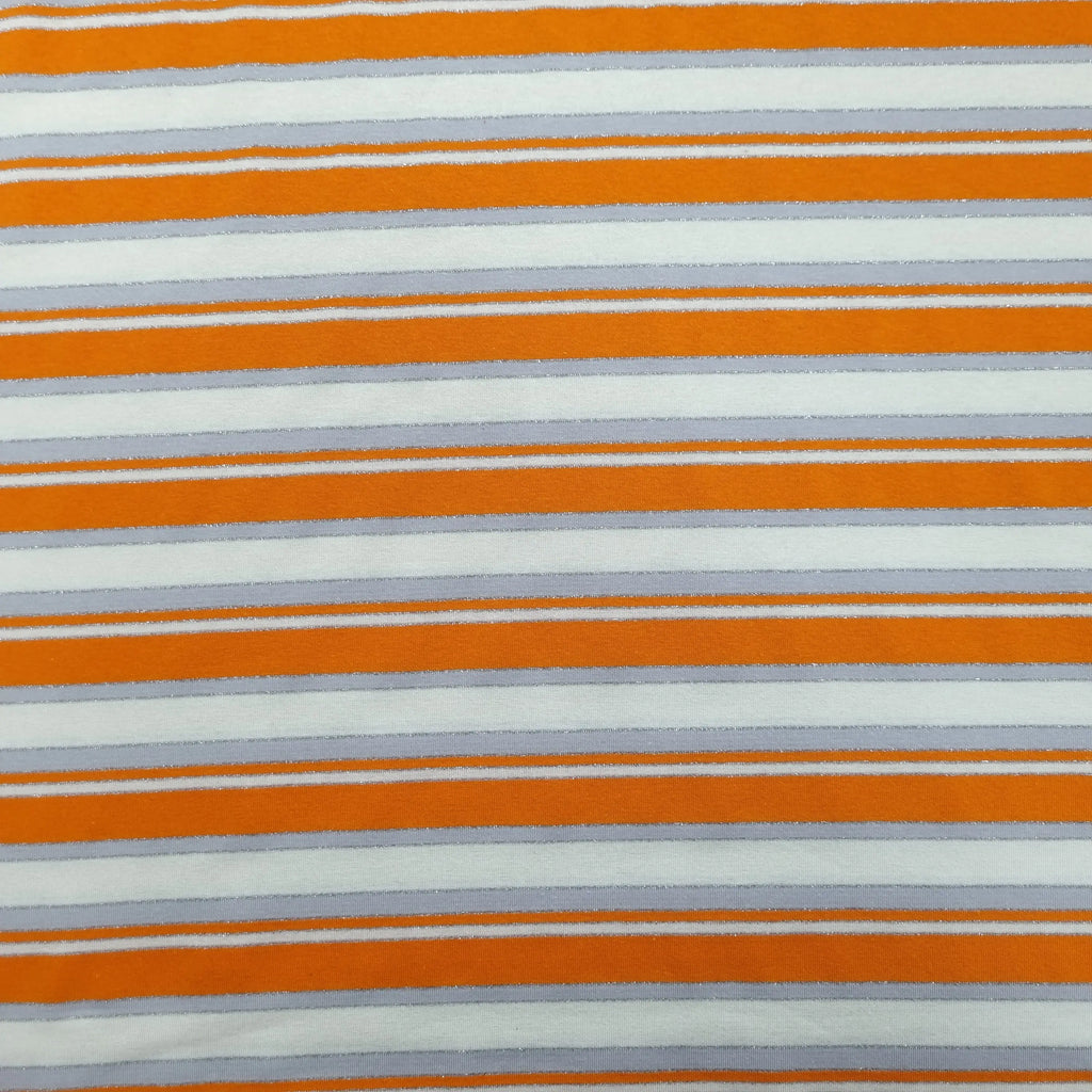 Viskosejersey gestreift weiß orange Lurex CSM-STOFFE