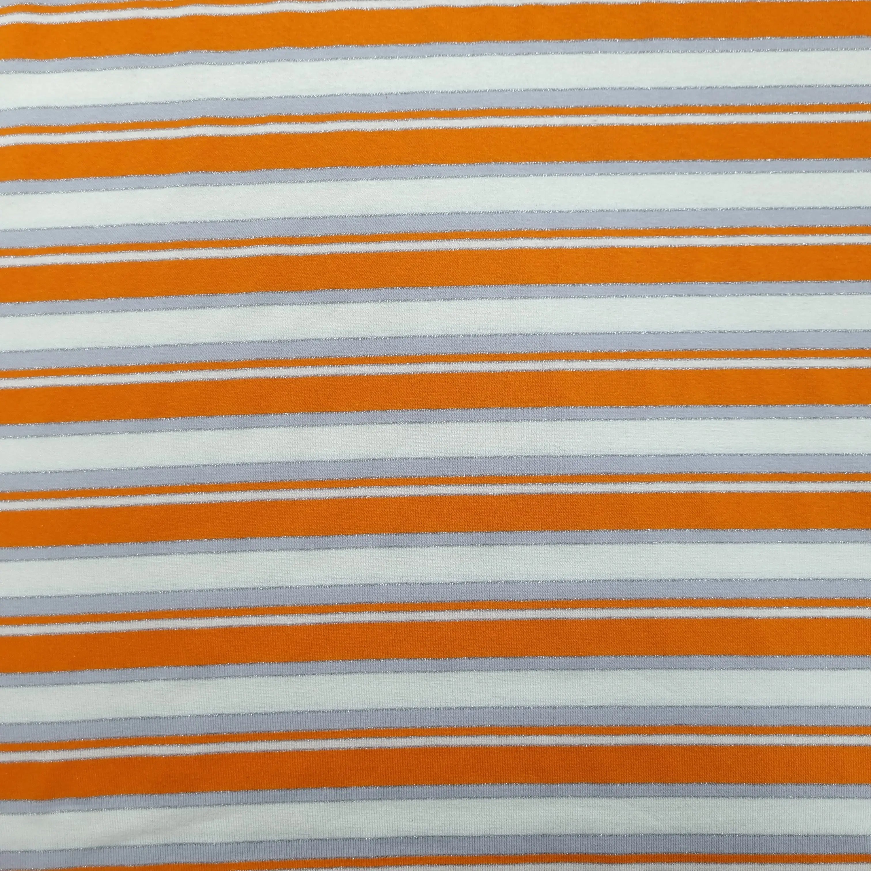 Viskosejersey gestreift weiß orange Lurex CSM-STOFFE