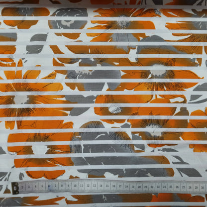 Viskosejersey mit Blumenmotiv und Streifen CSM-STOFFE