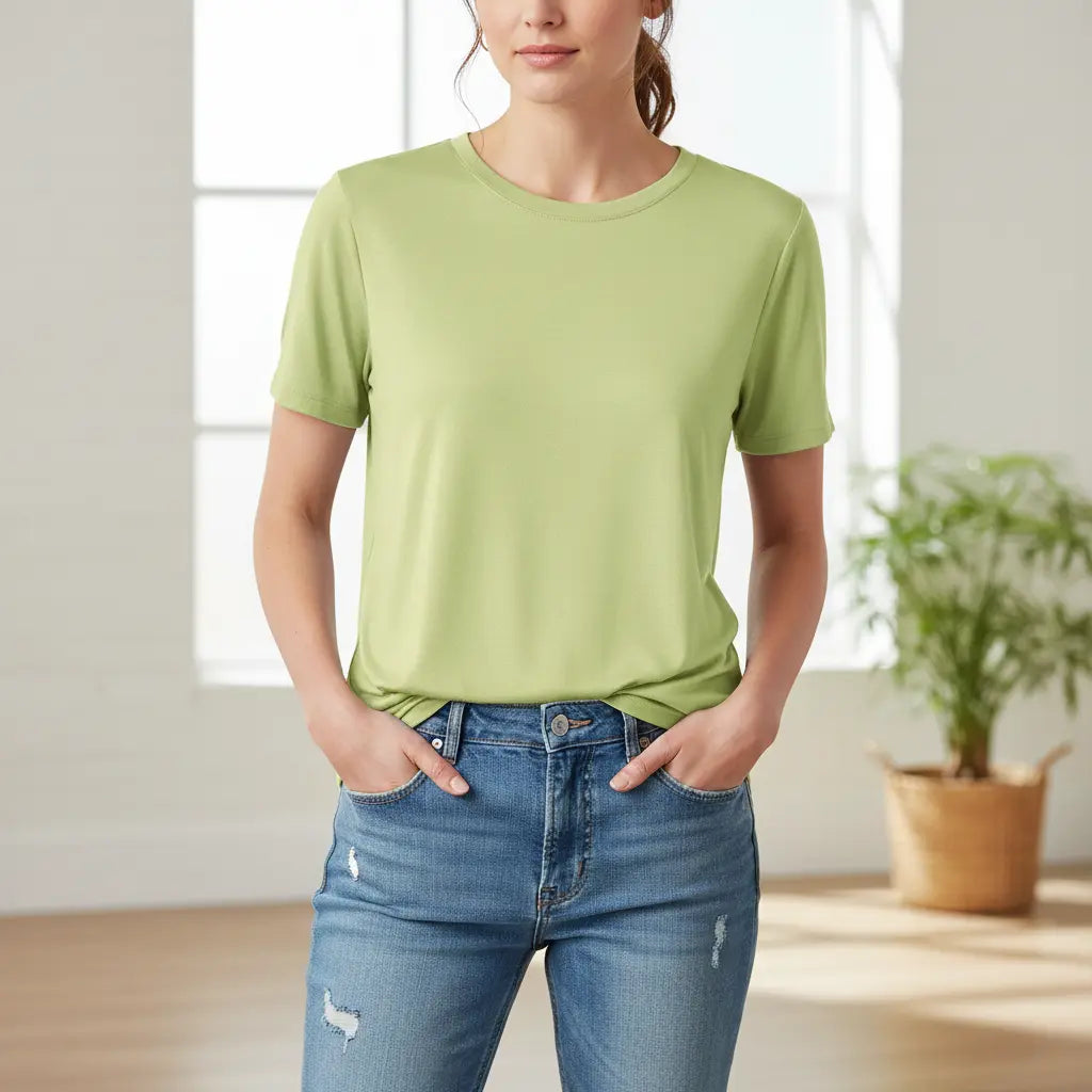 T-Shirt in Blassgrün