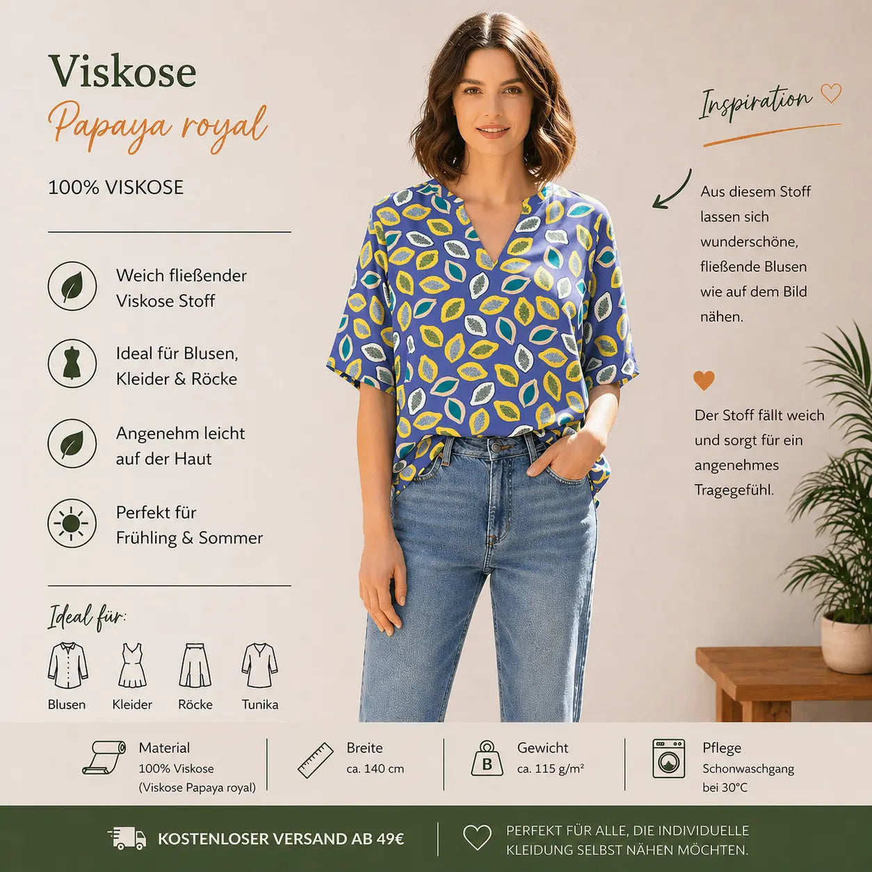 Viskosestoff Papaya Royal CSM-STOFFE