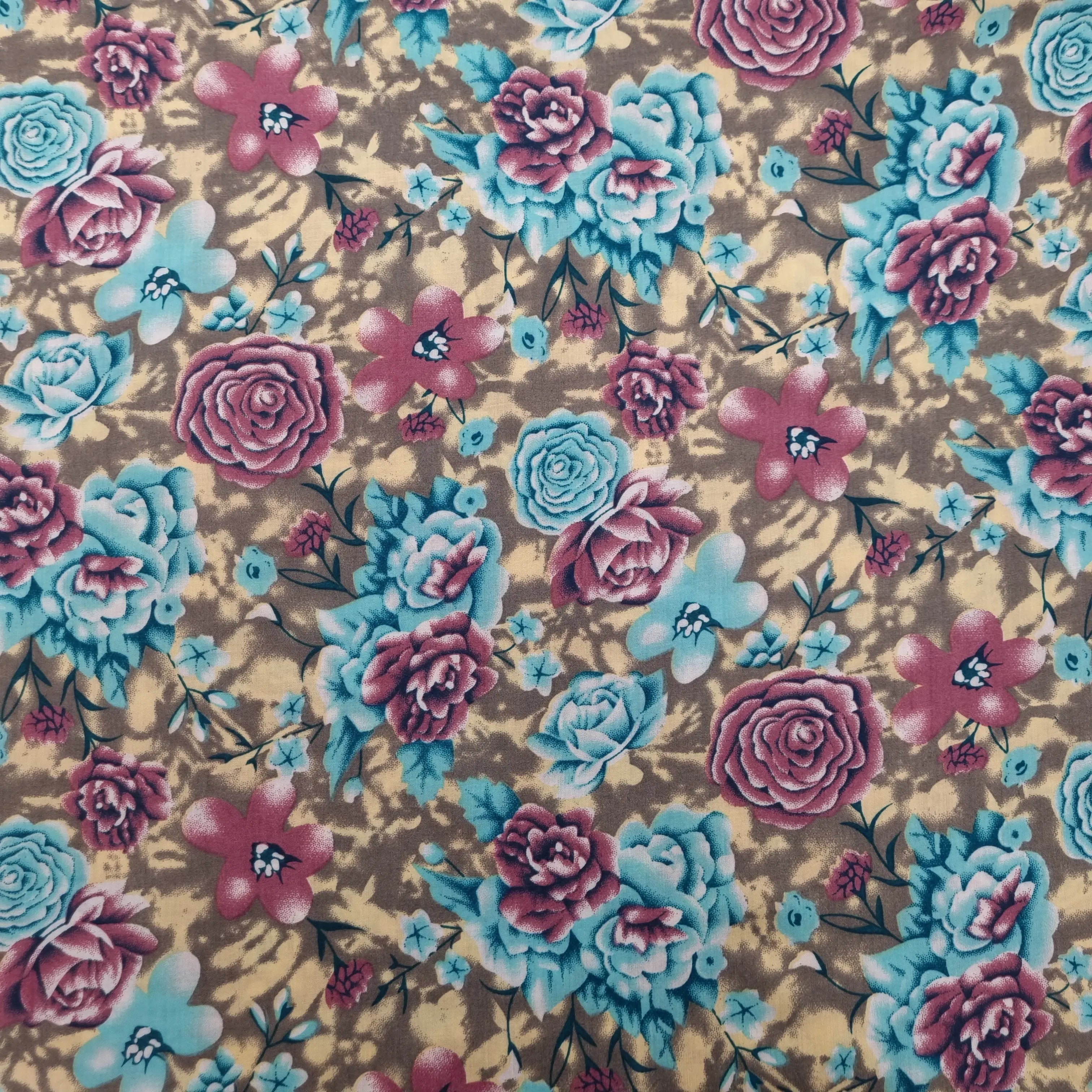 Viskosestoff bedruckt mit Blumenmuster braun CSM-STOFFE