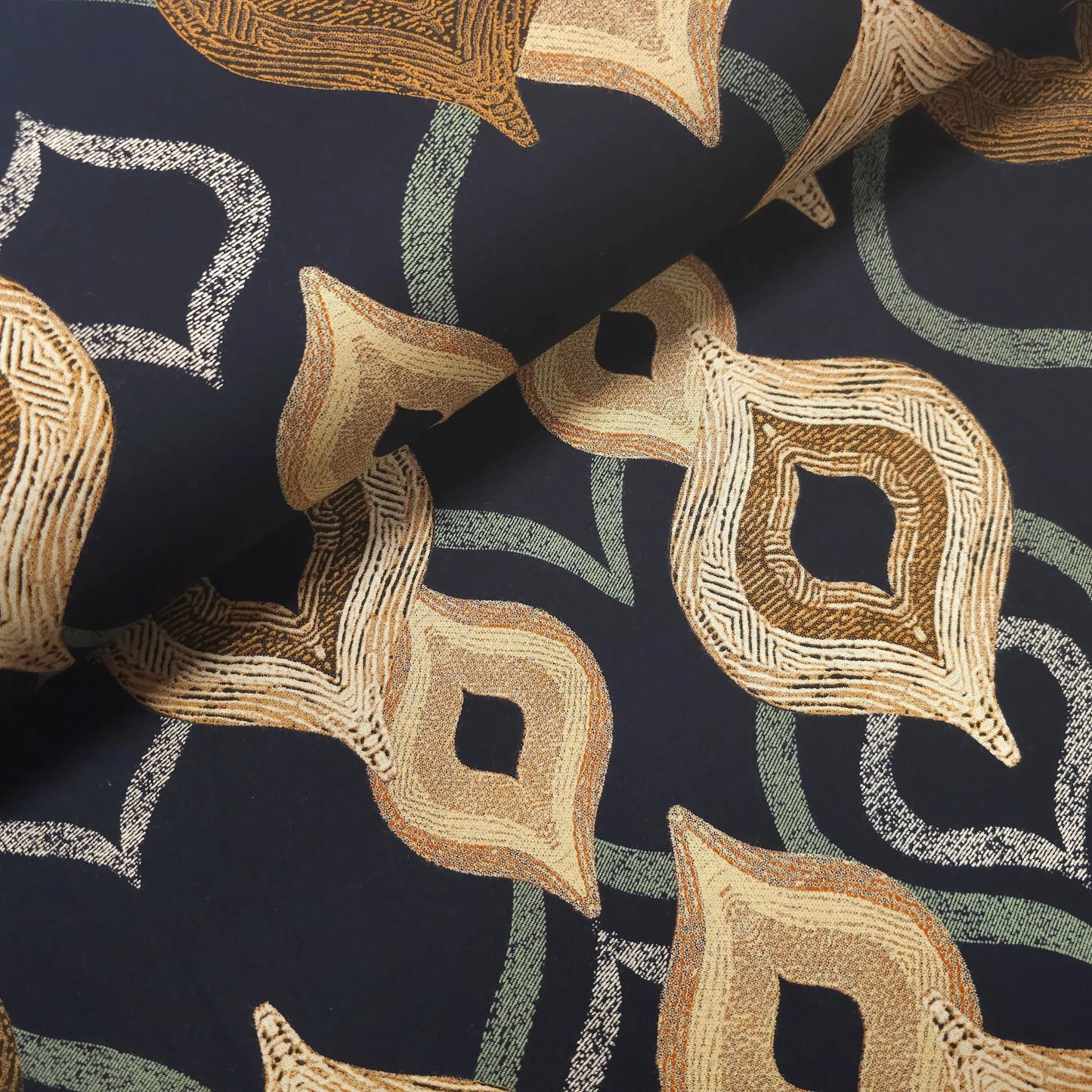 Viskosestoff dunkelblau mit Ornamenten CSM-STOFFE