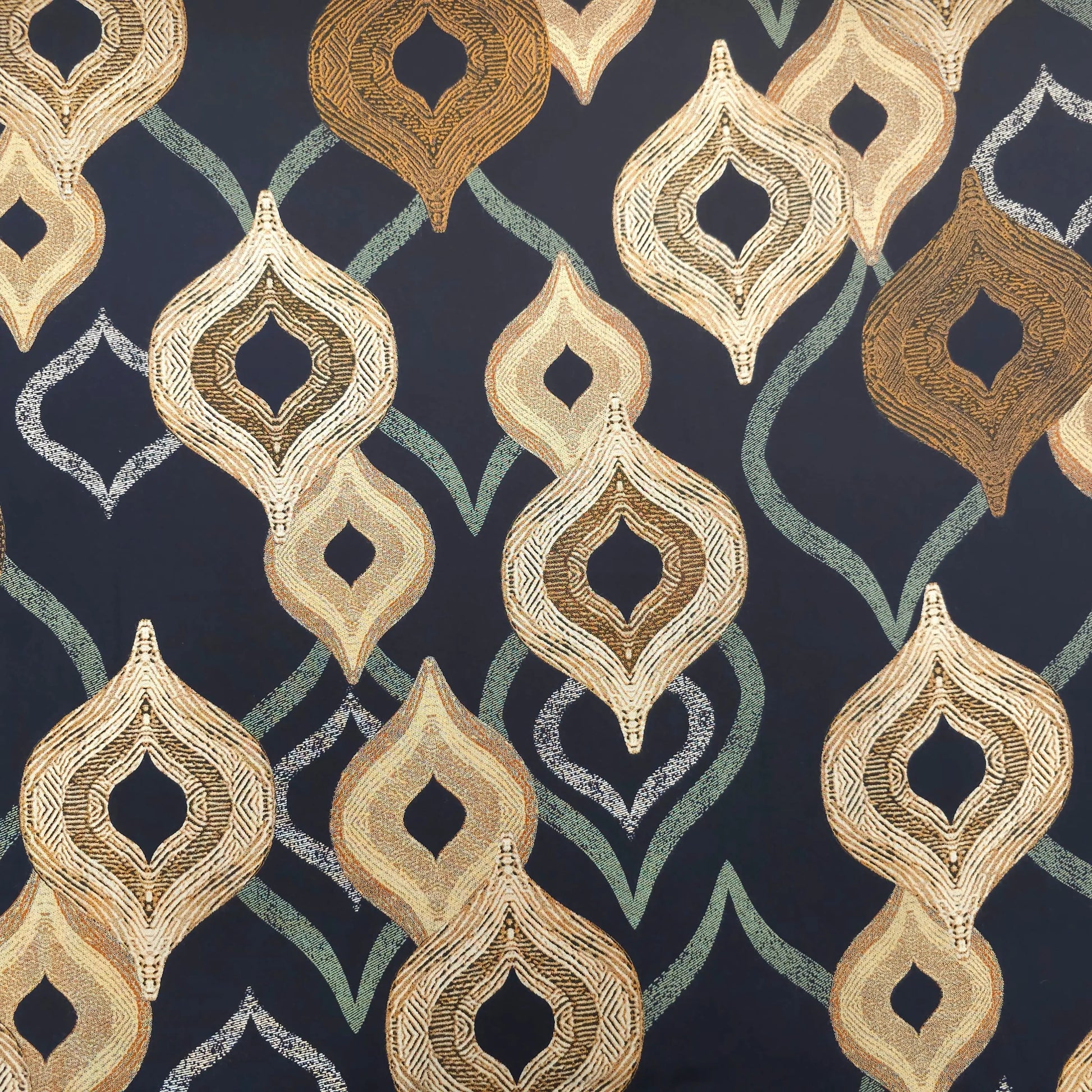 Viskosestoff dunkelblau mit Ornamenten CSM-STOFFE