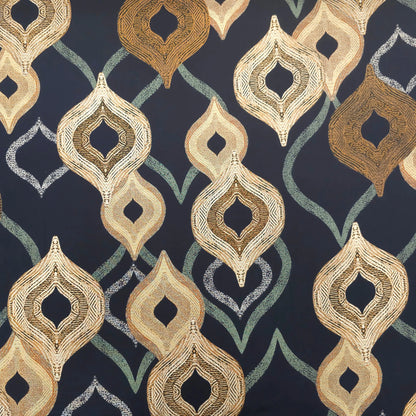 Viskosestoff dunkelblau mit Ornamenten CSM-STOFFE