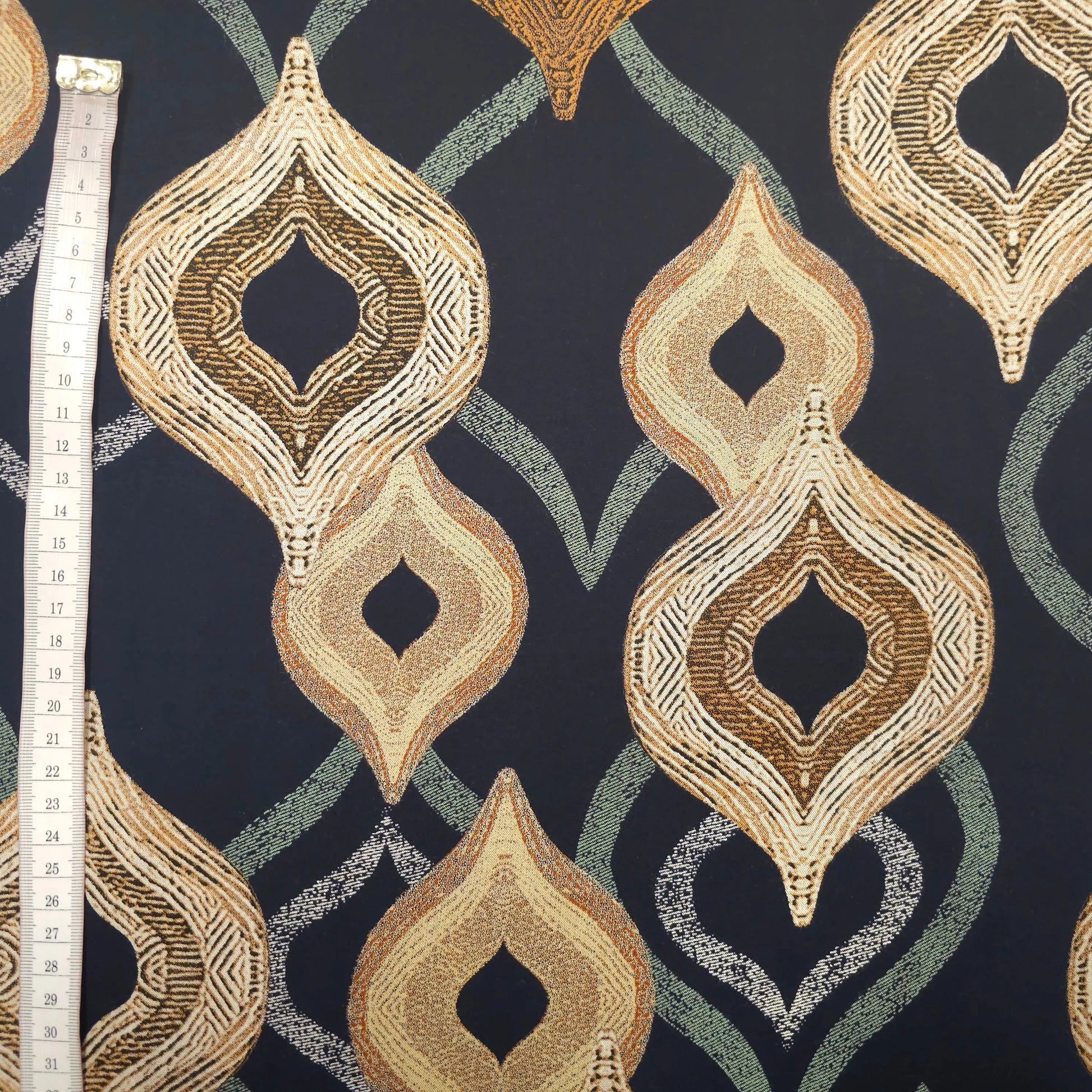 Viskosestoff dunkelblau mit Ornamenten CSM-STOFFE