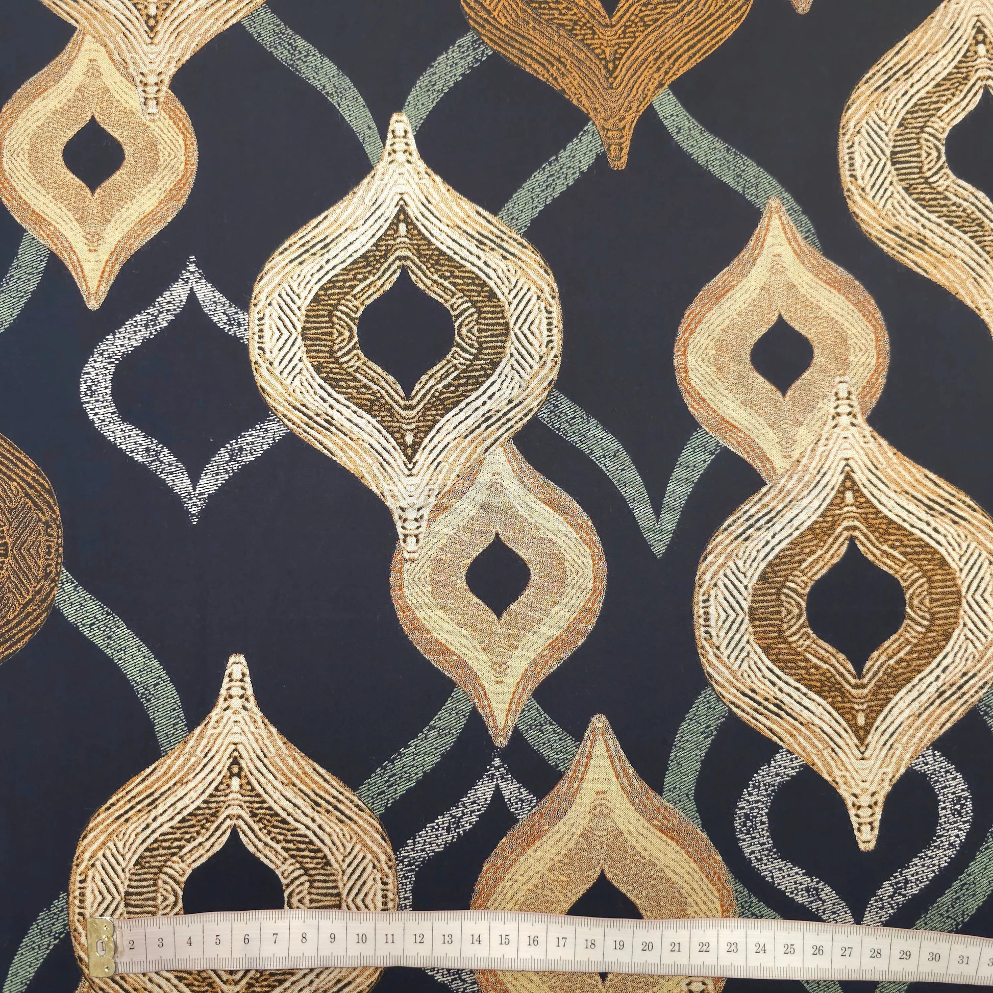 Viskosestoff dunkelblau mit Ornamenten CSM-STOFFE