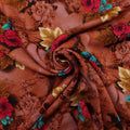 Viskosestoff mit Blumen Motiv braun CSM-STOFFE