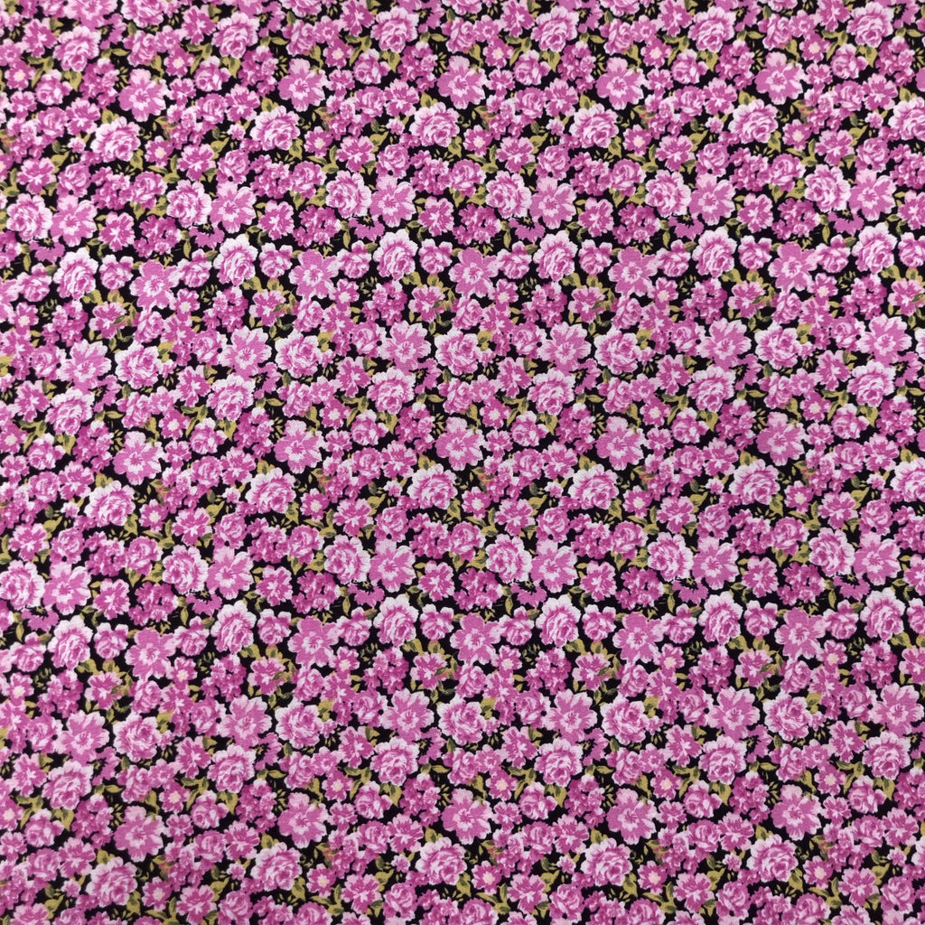 Viskosestoff mit Blumen Motiv pink CSM-STOFFE