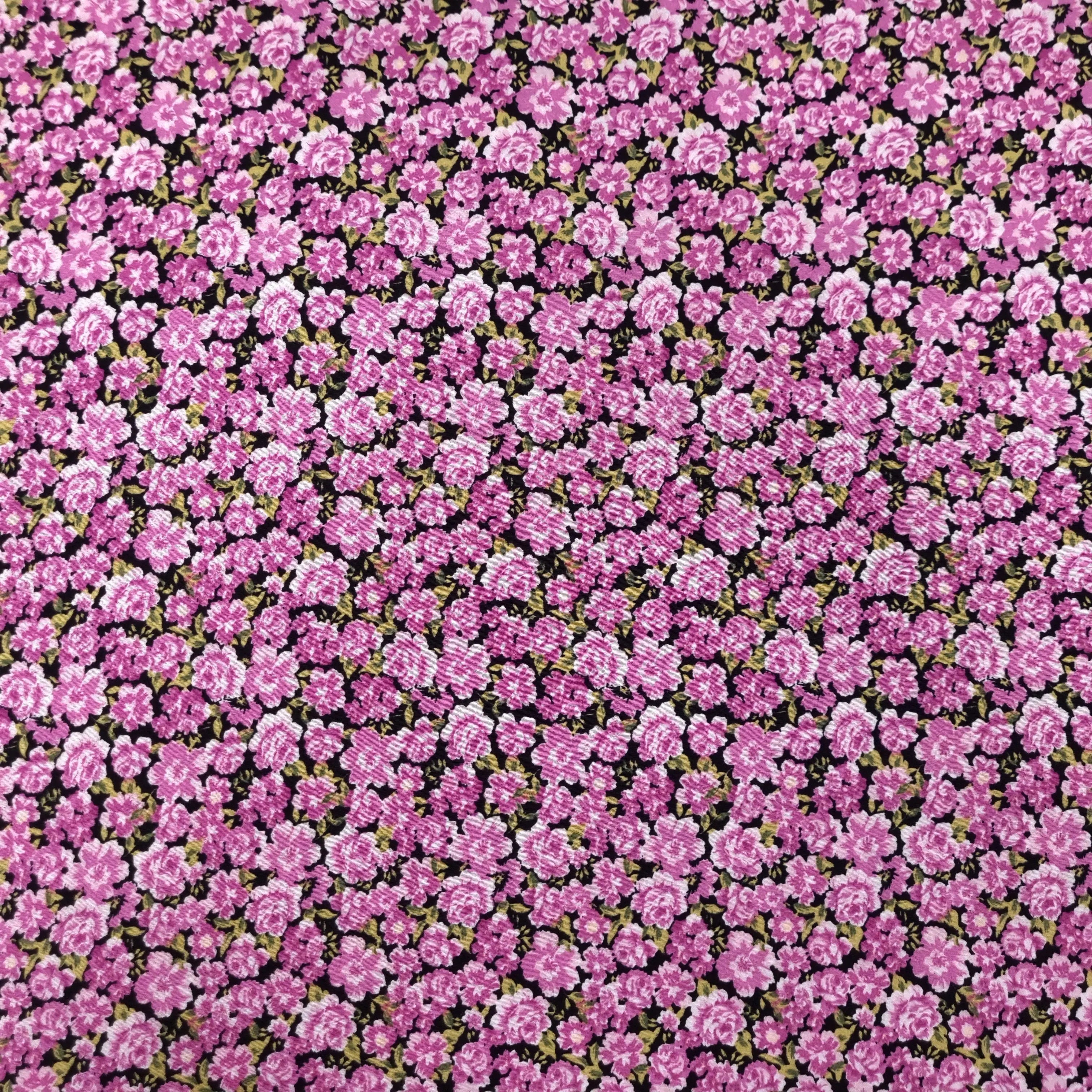 Viskosestoff mit Blumen Motiv pink CSM-STOFFE