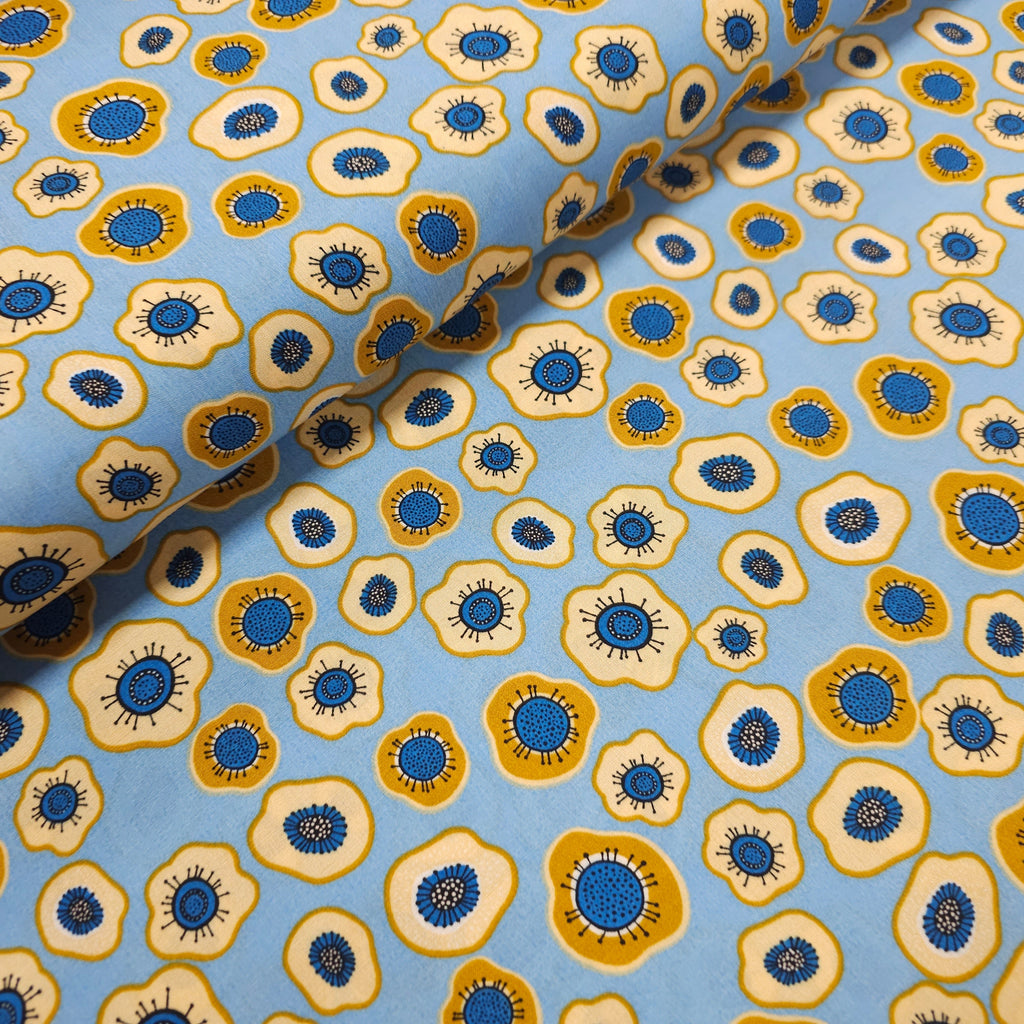 Viskosestoff mit Blumen blau CSM-STOFFE